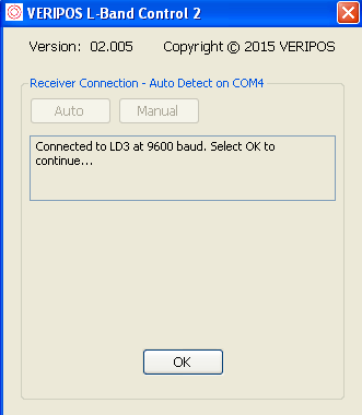 Once connection is established select OK to continue: